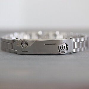 Crown Bar Style Watch Band Bracelet Chain Silver Stainless Steel